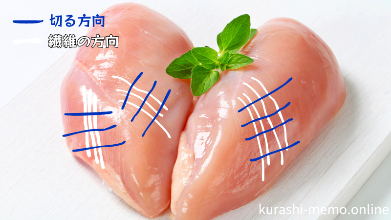 胸肉の繊維の切り方